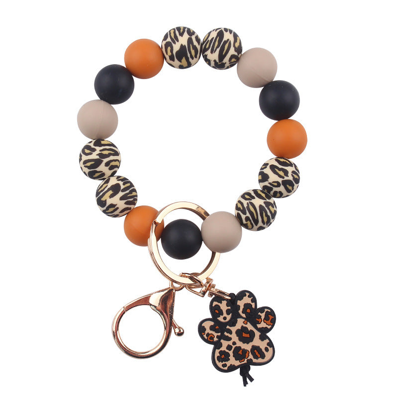 Wholesale Cartoon Dog Paw Silicone Beaded Wristlet Keychain ACC-KC-GuangTian082
