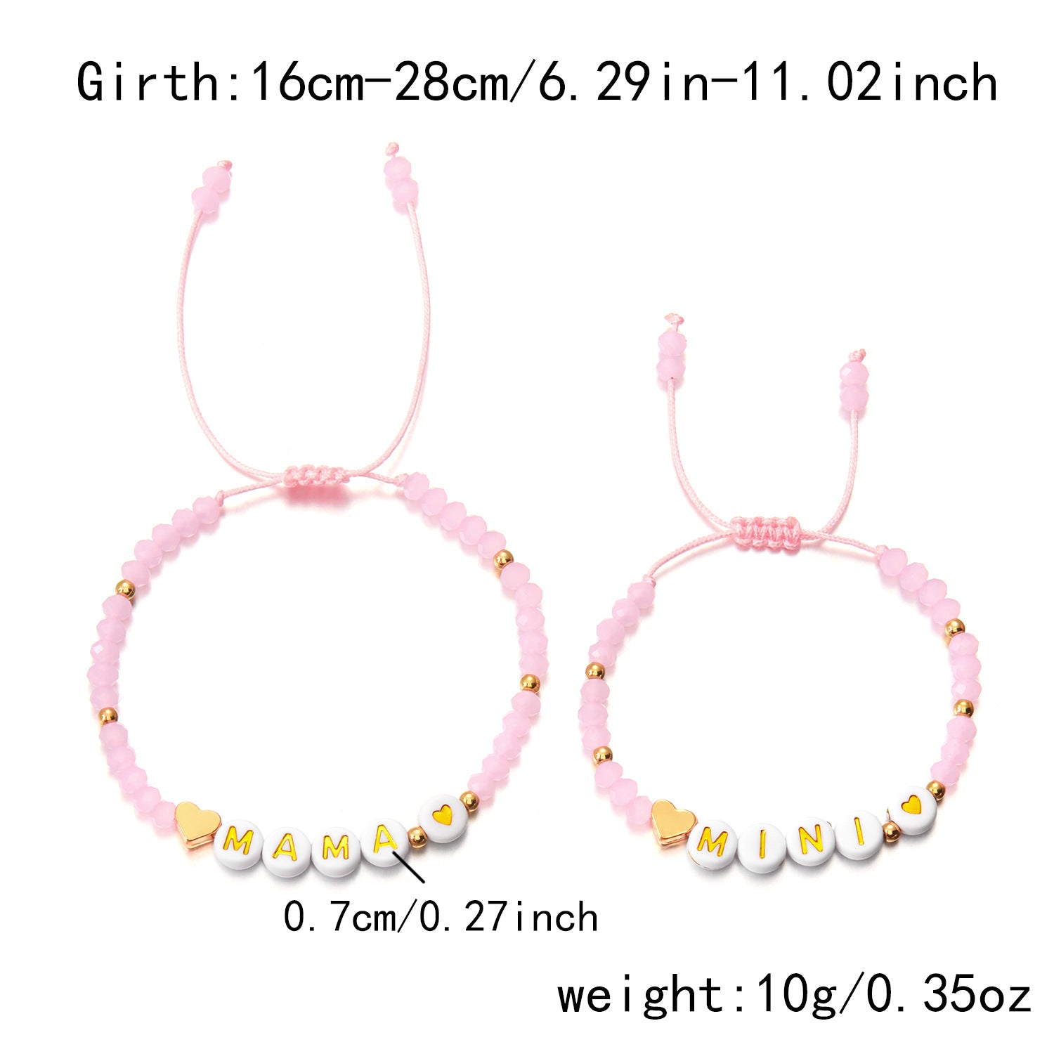 Wholesale  2pcs/set Mother's Day Mama Parent-child Rice Beads Flower Woven Bracelet
