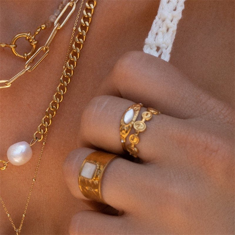 Wholesale Star Zircon Stainless Steel Open Ring Chic Fashion Accessory for Women Gift Boutique