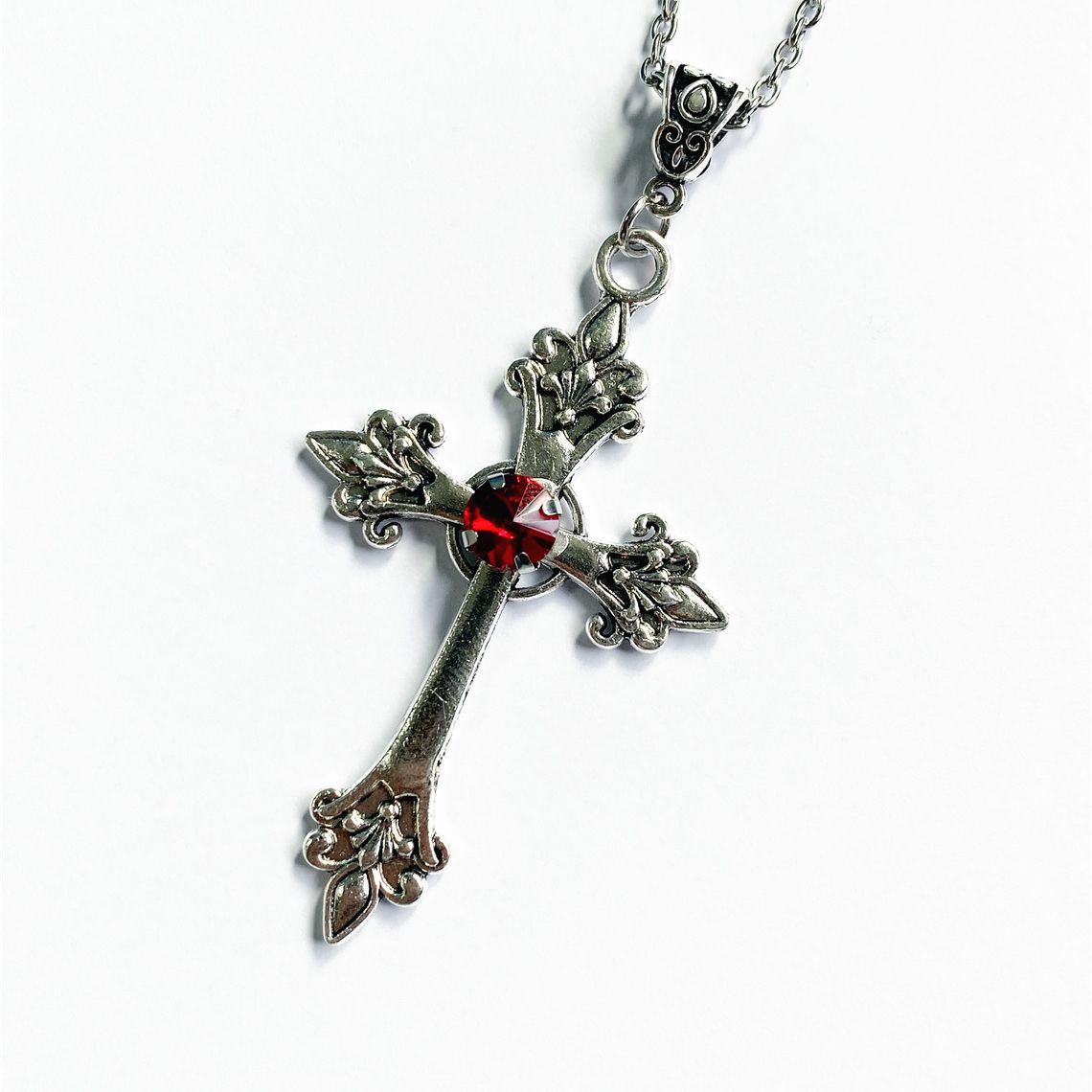 Wholesale Creative Flower Pattern Cross Diamond Necklace