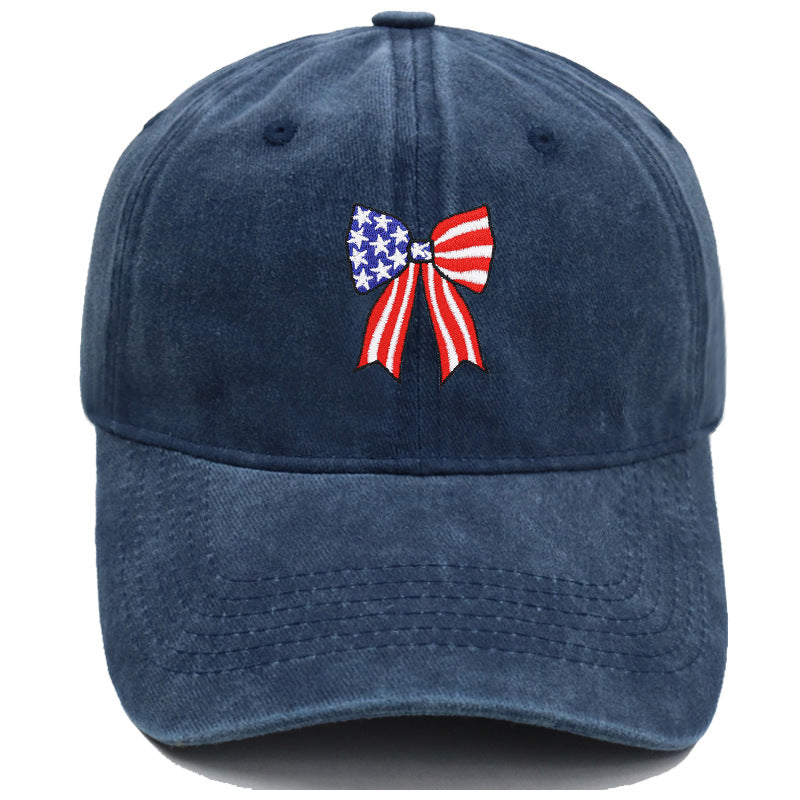 Wholesale American Independence Day flag  bow embroidered baseball cap