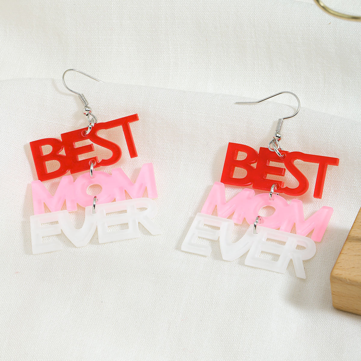 Wholesale BEST MOM EVER Mother's Day Resin Earrings ACC-ES-JiaQi018