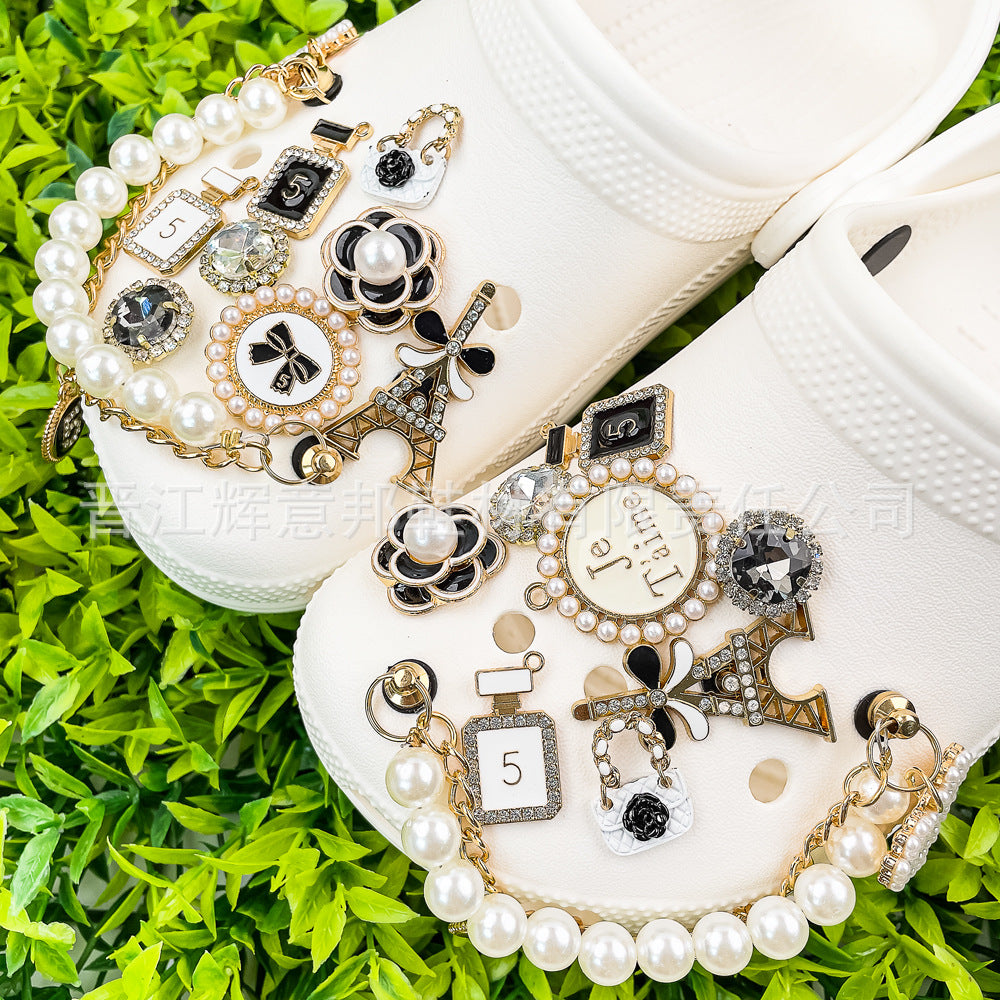 Wholesale 5pcs Random Pearl Bow Shoes Accessories Shoes Charms