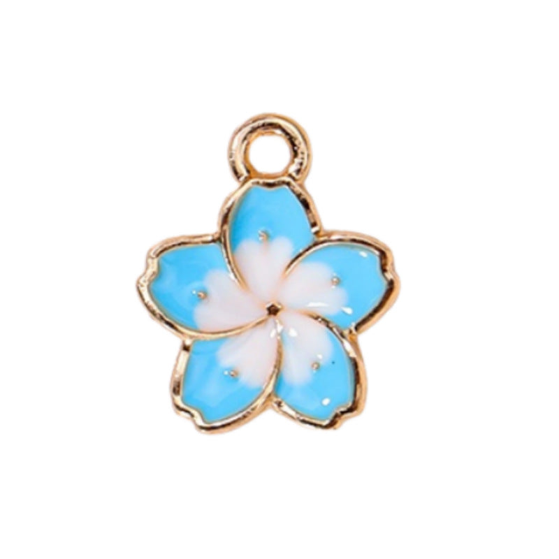 Wholesale 10pcs/ pack 13mm Colorfulful Plumeria Oil Dripping Alloy Cherry Blossom Flower Pendant Pendant DIY Bracelet Necklace Earrings Accessories