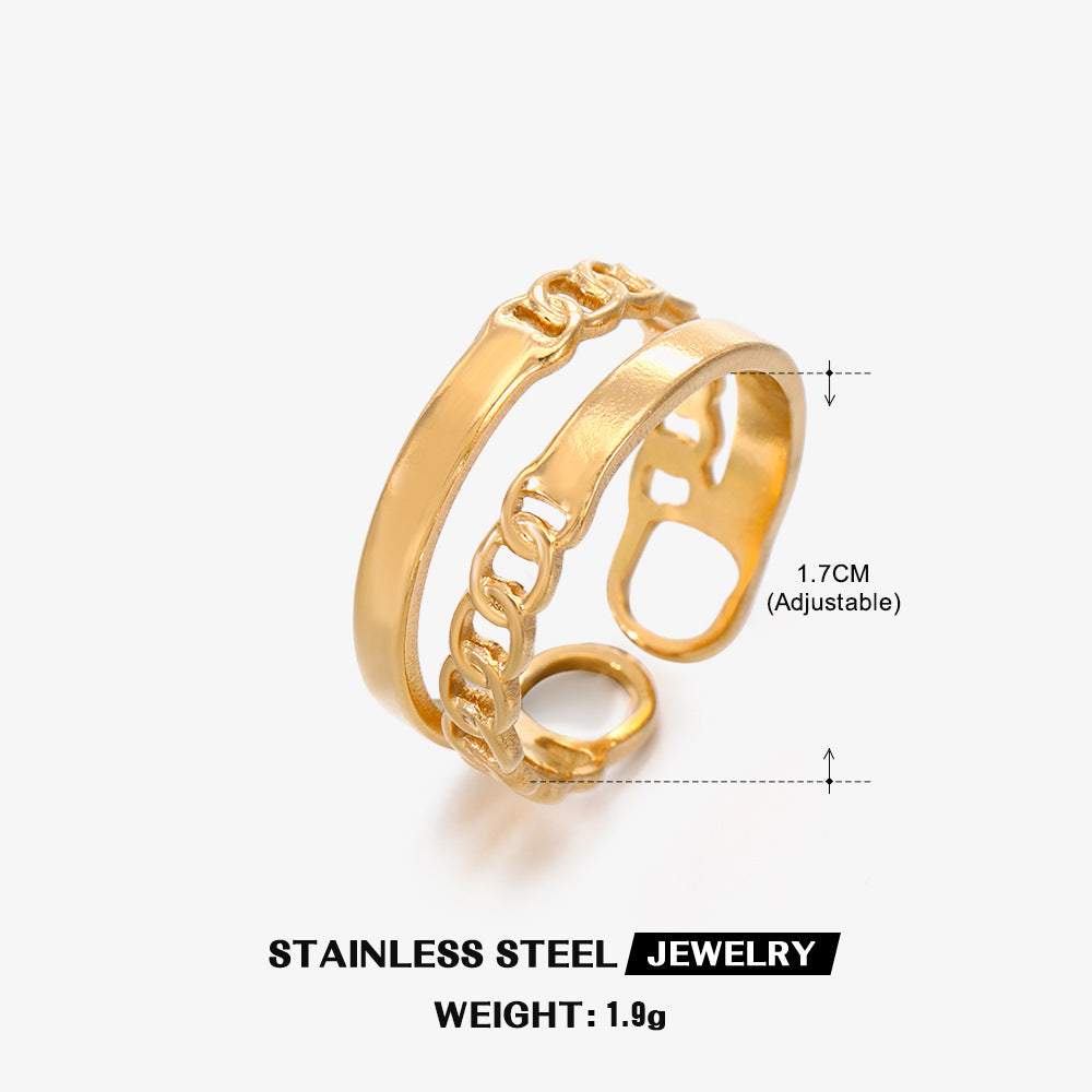 Wholesale Vintage Stainless Steel Rings Open Adjustable Rings 18K Gold Plated Rings ACC-RS-QinZhe001