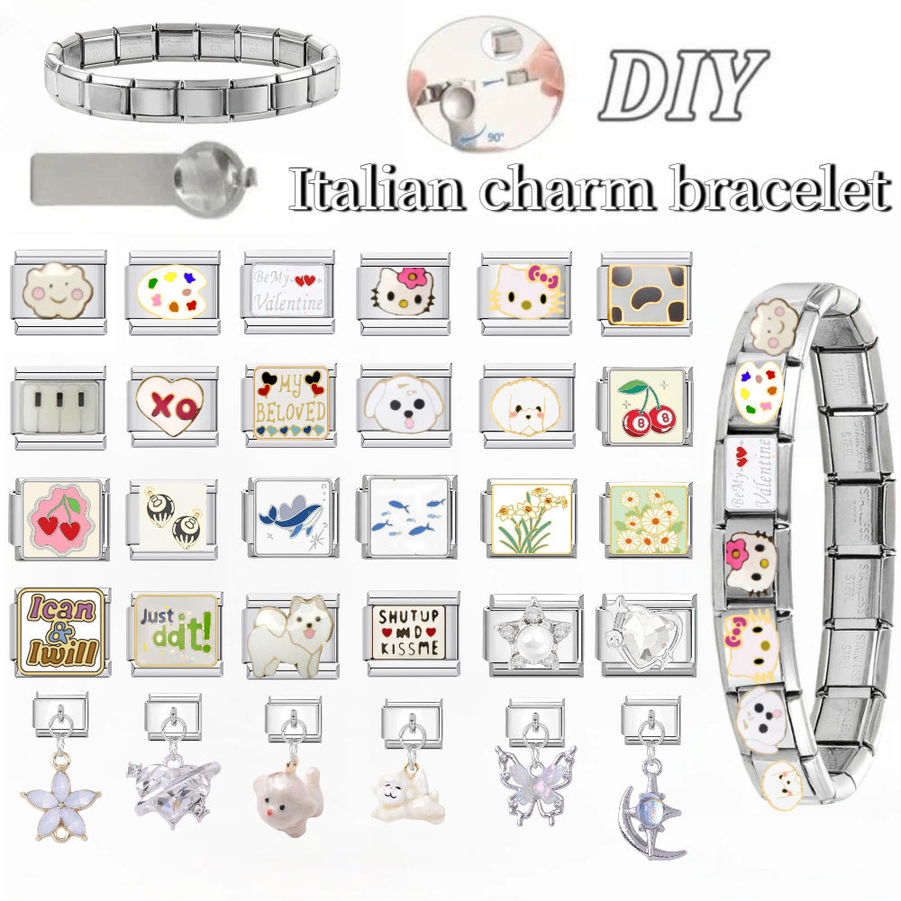 Wholesale Italian Design Modular Bracelet Watch Strap White Series Titanium Steel DIY Splicing Couple Gift Fashion Accessory