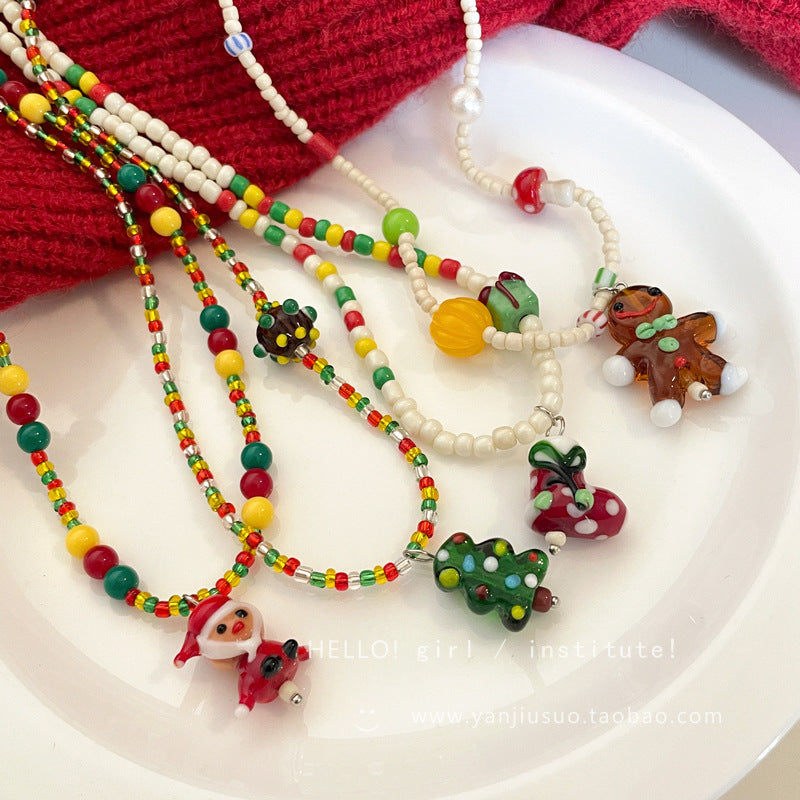 Wholesale Christmas Tree Clavicle Beaded Necklaces Choker Necklaces ACC-NE-Fanshi001