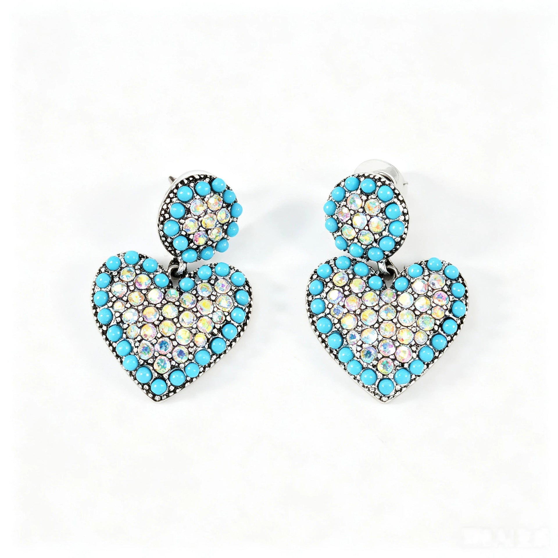 Wholesale Retro Turquoise Jewelry Set Ethnic Style Distressed Earrings Ring Bracelet For Women Gift Resale Accessory