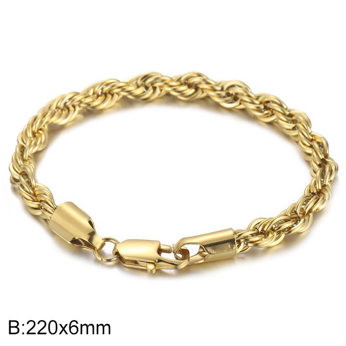 Wholesale Titanium Steel Bracelets Spiral Twist Chain Couple Bracelet ACC-BT-KaLun001