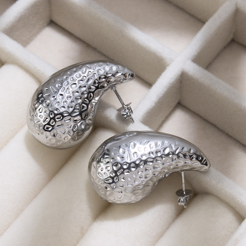 Wholesale  water drop stainless steel hollow earrings plated 18K earrings