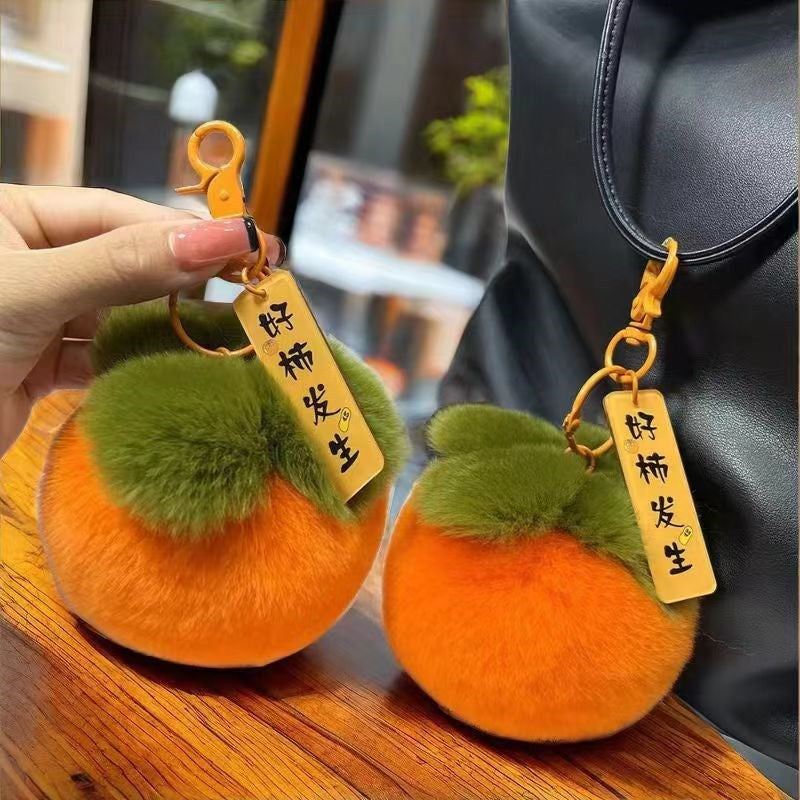Wholesale Plush Persimmon Keychain Bag Charm Good Things Happen - Chic Wedding Couple Gift