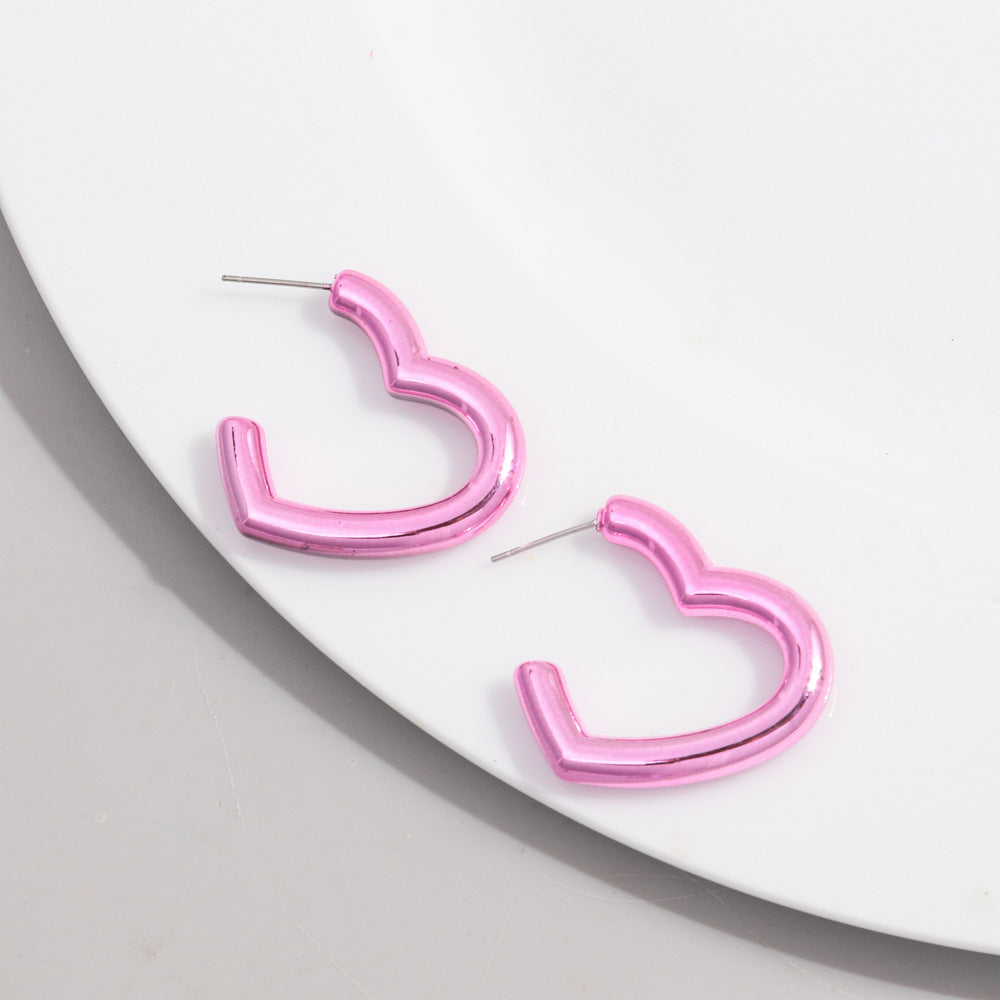 Wholesale Electroplating colorful peach heart acrylic earrings