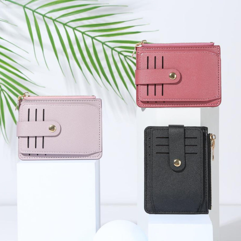 Wholesale PU Zipper Multi Slot Card Wallet Candy Color Everyday Fashion Accessory