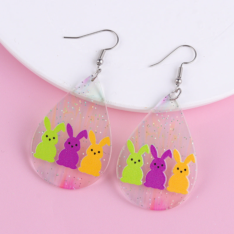 Wholesale 2pcs Acrylic Easter Bunny Earrings