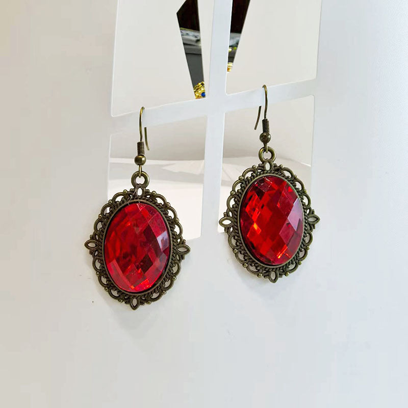 Wholesale Vintage Oval Acrylic Gem Earrings Geometric Fashion Jewelry Accessory for Women