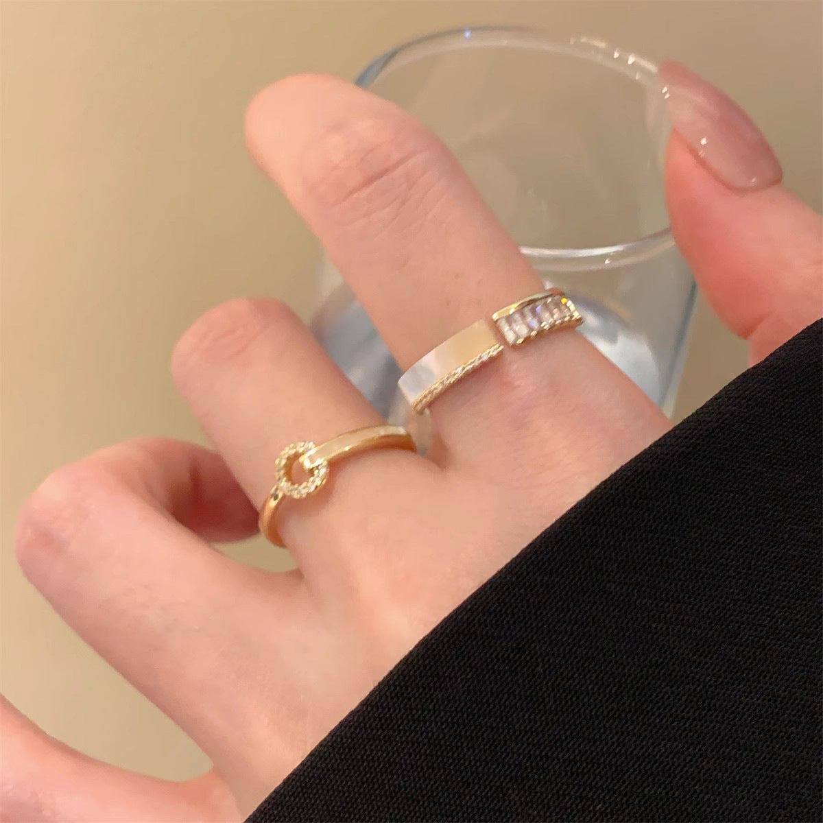 Wholesale Simple and Fashionable Zircon Design Sense Stacked Ring