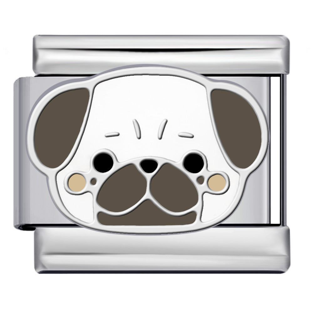 Wholesale Italian Charm Bracelet 9mm DIY Splicing Cute Cartoon Dog Stainless Steel Composable Bracelet