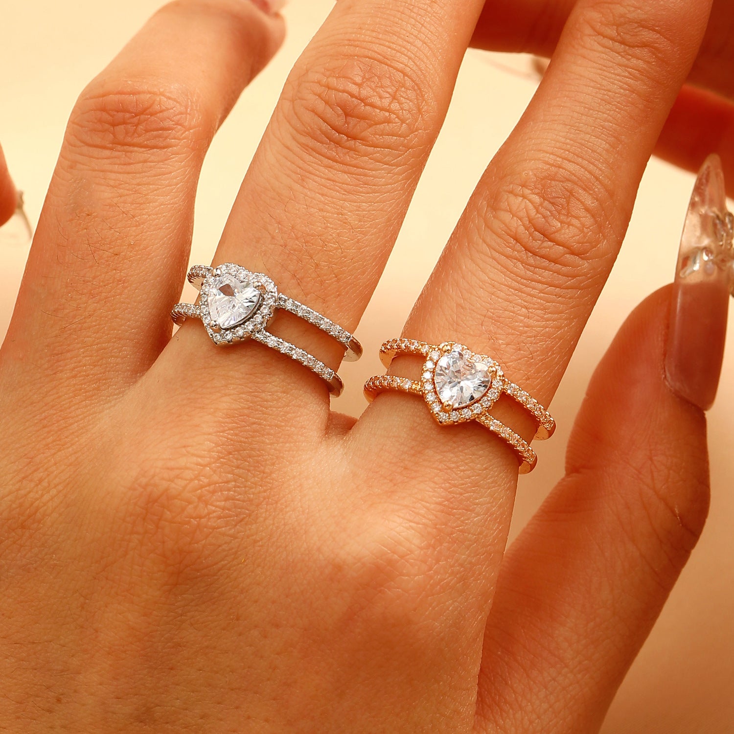 Wholesale  Light Luxury  Love Ring  Open Finger Ring
