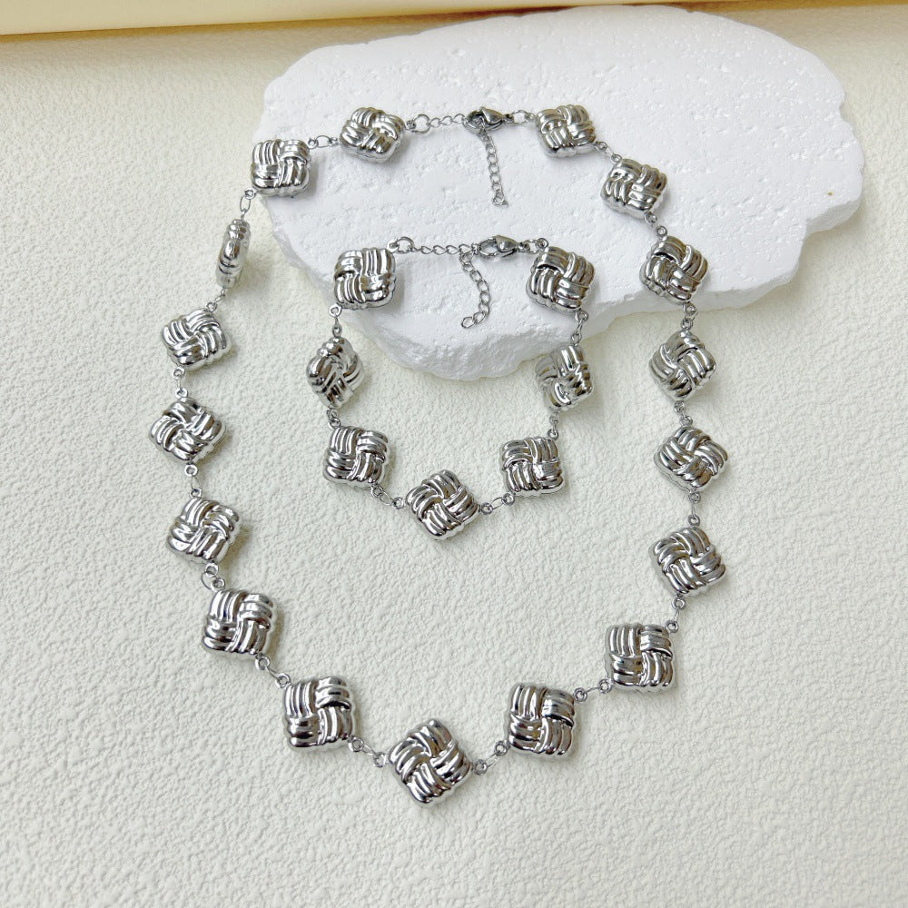 Wholesale  three-dimensional hollow stars love cross snowflake four-leaf clover necklace bracelet