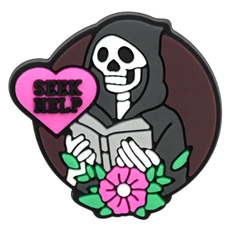 Wholesale random 100pcs Cross-border cartoon  trendy shoes and accessories PVC soft rubber detachable perforated shoes shoe flowers shoe buckles decorative buckles in stock