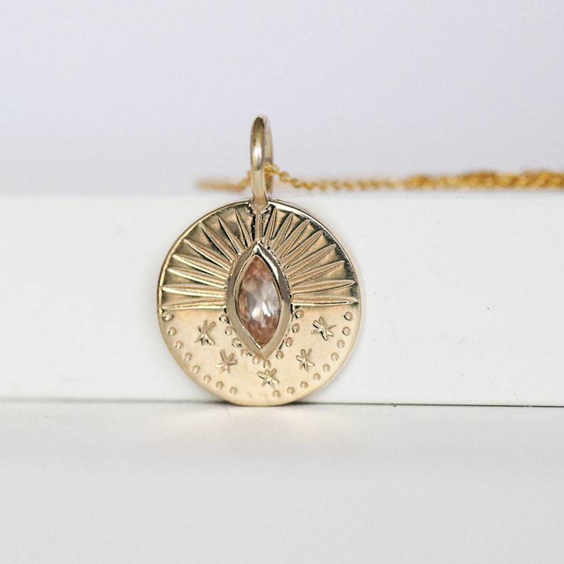 Wholesale  Titanium Steel three-dimensional sun moon round coin zircon necklace