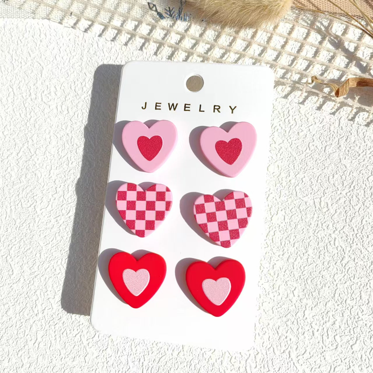 Wholesale 3pcs/set Valentine's Day  Spray Painted Colorful Heart Earring Set