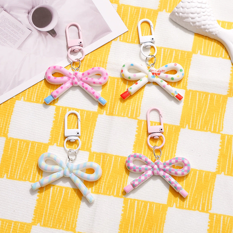Wholesale Trendy Dopamine Bow Sweet Acrylic Keychain Bag Accessory Decorative Gift for Boutique Resale