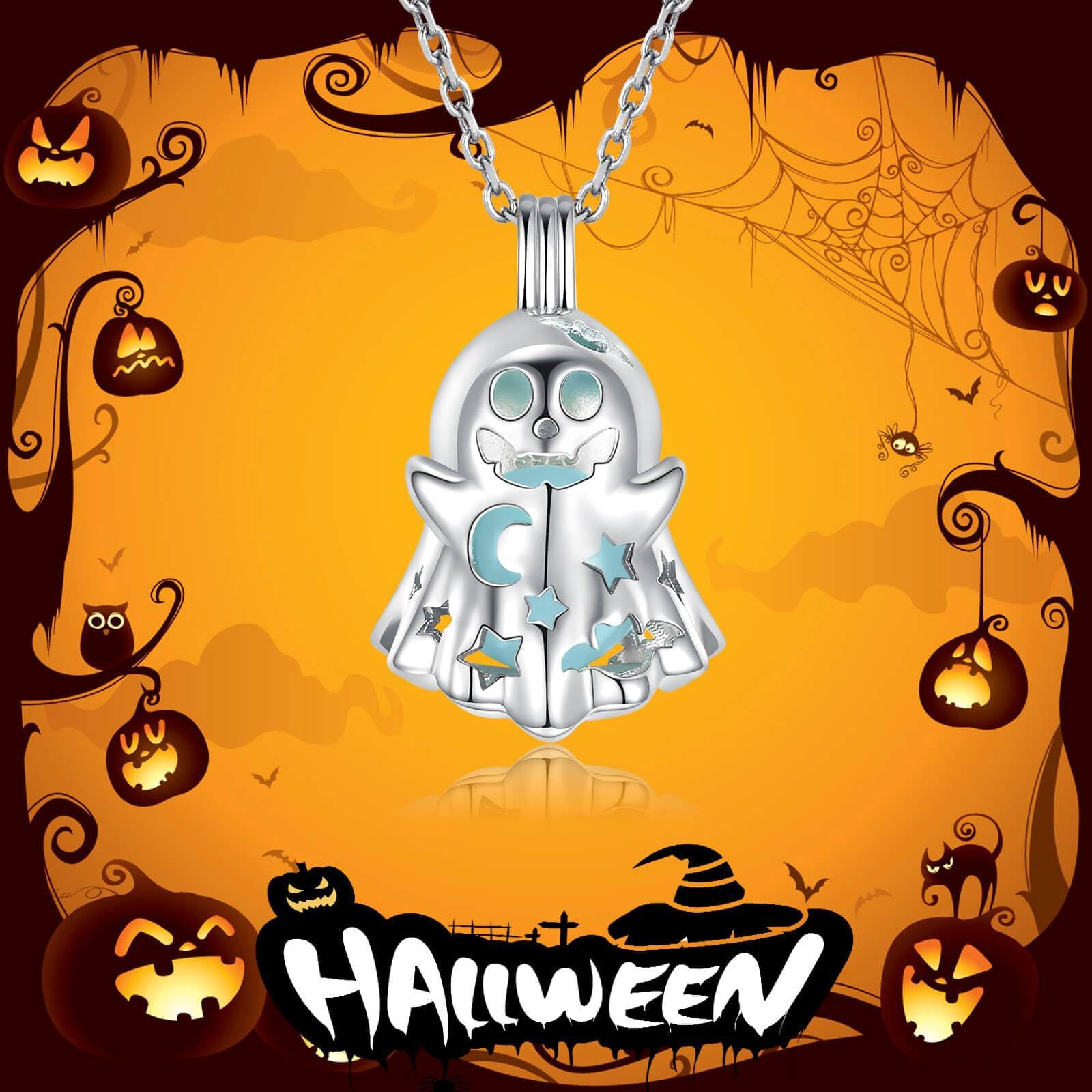 Wholesale  Creative Hollow Luminous Ghost Clavicle Chain Halloween Three-Dimensional  Necklace