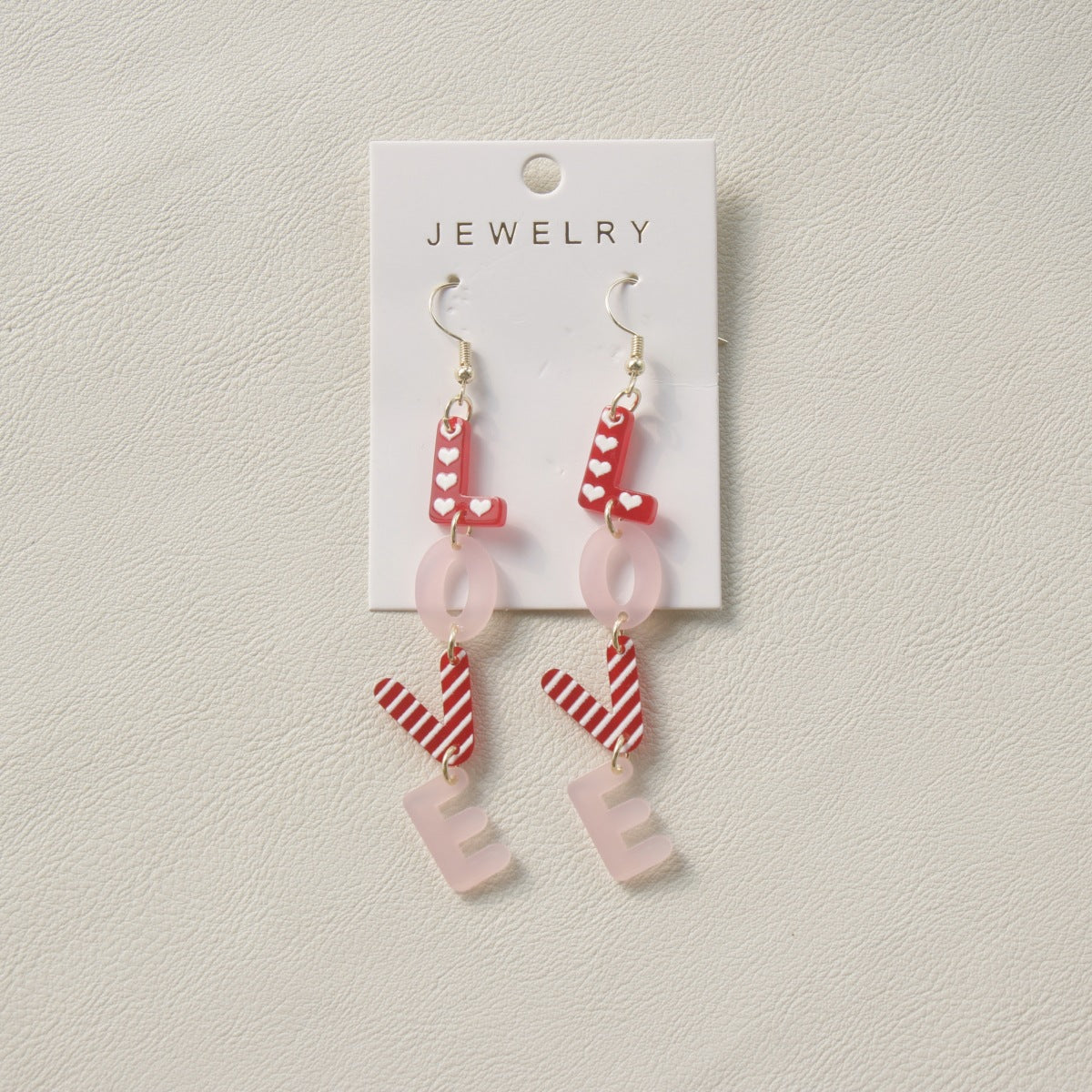 Wholesale Acrylic Valentine' s Day LOVE Letter Heart Earrings