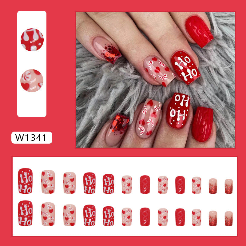 Wholesale 24 Pieces/box Red Christmas Love Nails Kits Nail Stickers ACC-NS-QiHeng007