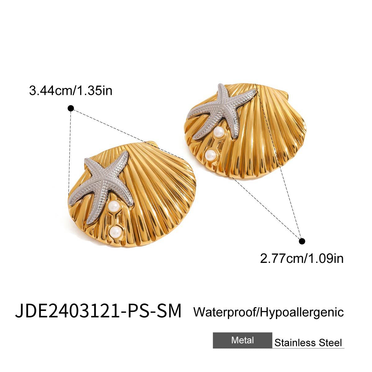 Wholesale  Stainless Steel Starfish Earrings Shell Ring