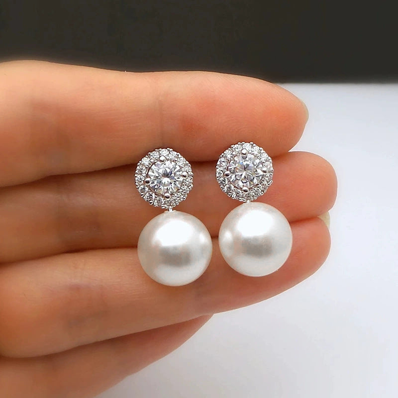 Wholesale Micro-Pavé Zircon and Pearl Earrings