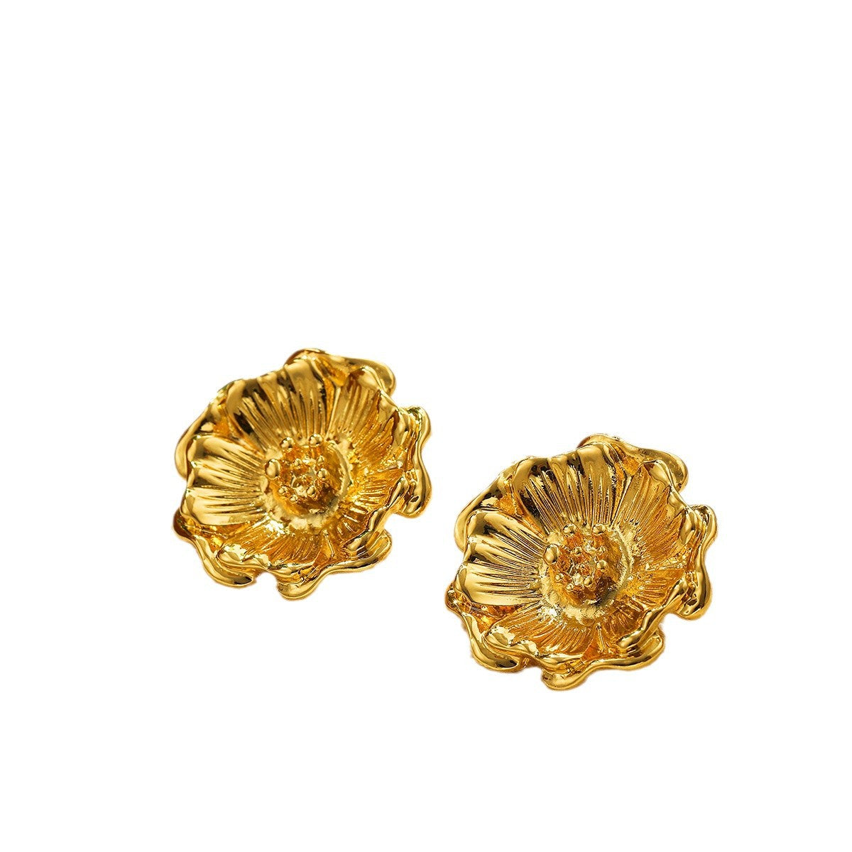 Wholesale 18K gold sunflower retro earrings