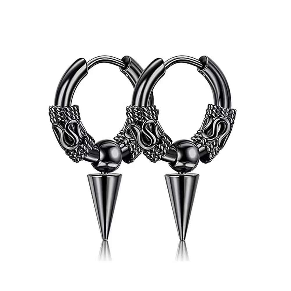 Wholesale Titanium Steel Dragon Pattern Earrings Trendy Korean Style for Men Everyday Wear Jewelry Accessory