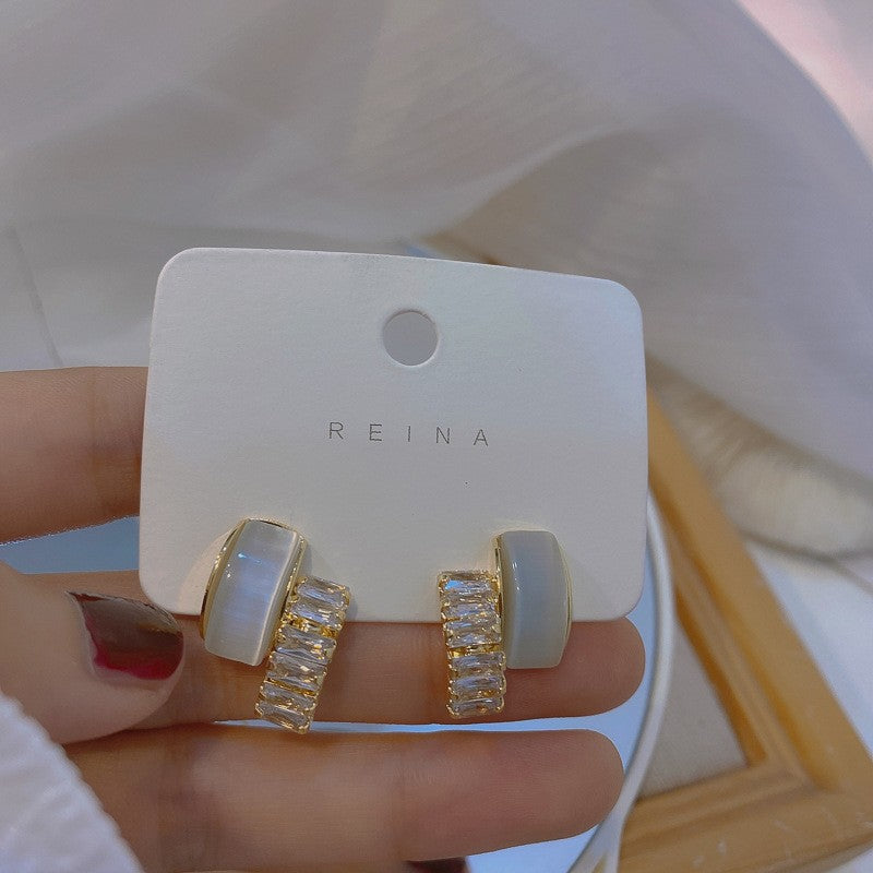 Wholesale Gold Plated Silver Needle Zircon Letter Earrings ACC-ES-BY002