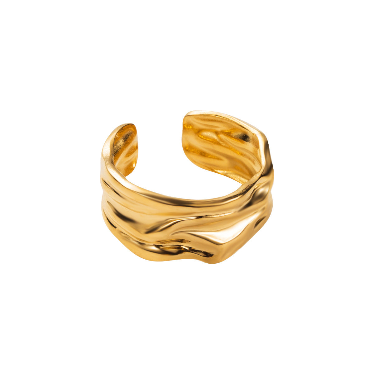 Wholesale gold plated stainless steel irregular texture ring