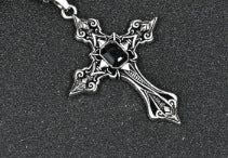 Wholesale Gothic Dark Red Gemstone Cross Black Velvet Choker Necklace Fashion Accessory
