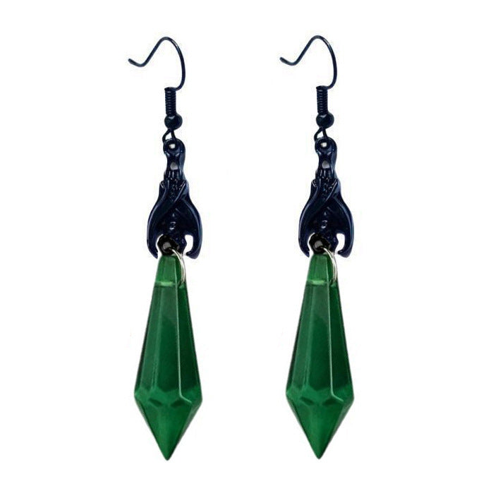 Wholesale Gothic Bat Red Gemstone Women S Earrings Stylish Alloy Party Jewelry Boutique Resale Gift