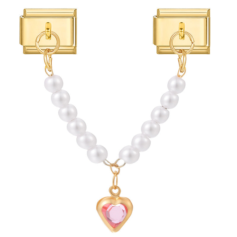 Wholesale  Italian Charm Bracelet 9mm DIY Splicing Light Luxury Double Pendant Stainless Steel Composable Bracelet