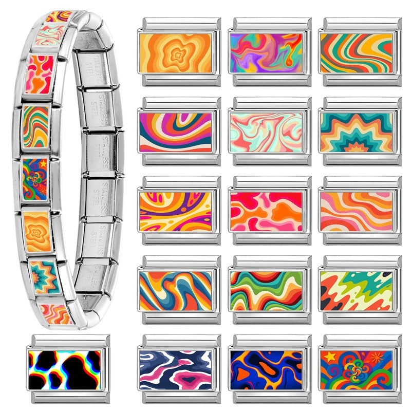Wholesale 9mm Italian Charm Starter Bracelets DIY Colorful Single Section Creative Stainless Steel Composable Bracelet