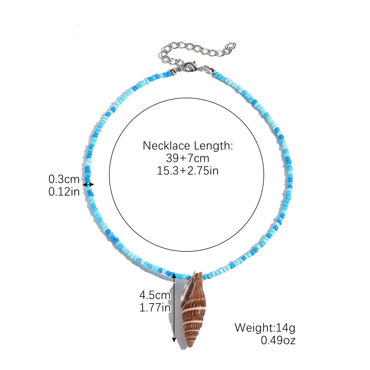 Wholesale Ocean Style Conch Colorful Rice Beads Beaded Shell Necklace ACC-NE-ManYi010