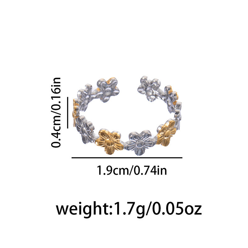 Wholesale Titanium Steel Open Ring Retro Palace Style Fashion Vacation Jewelry Accessory
