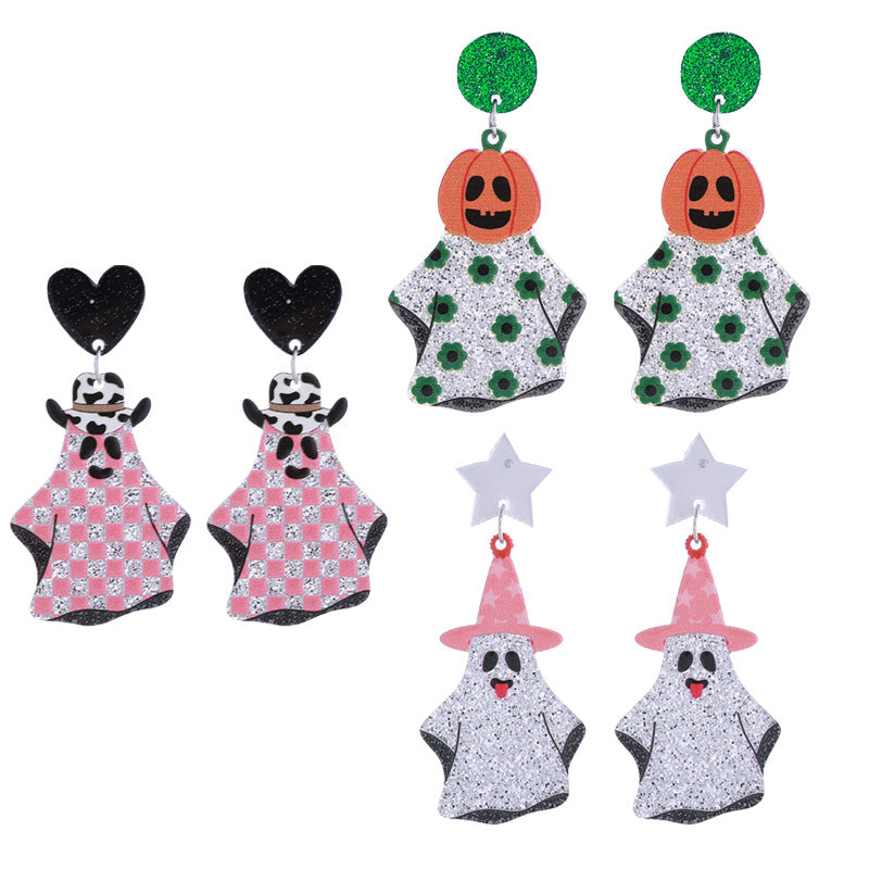 Wholesale Halloween pumpkin cat ghost earrings