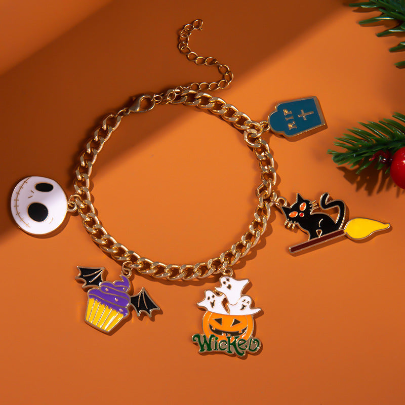 Wholesale  Funny Ghost Pumpkin Bracelet Alloy Electroplating Party Jewelry