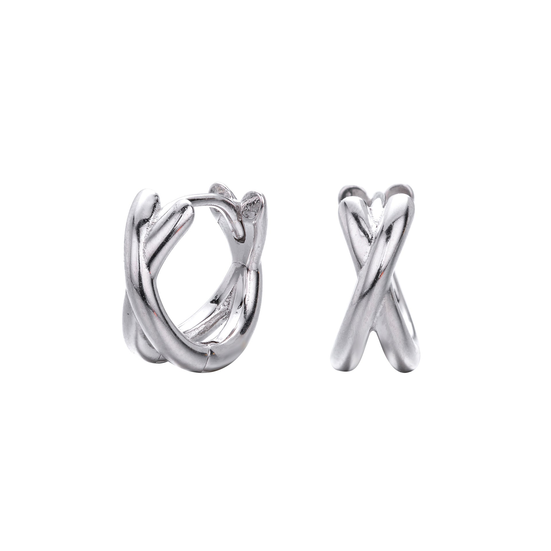 Wholesale s925 sterling silver cross simple bright face ear buckle earrings