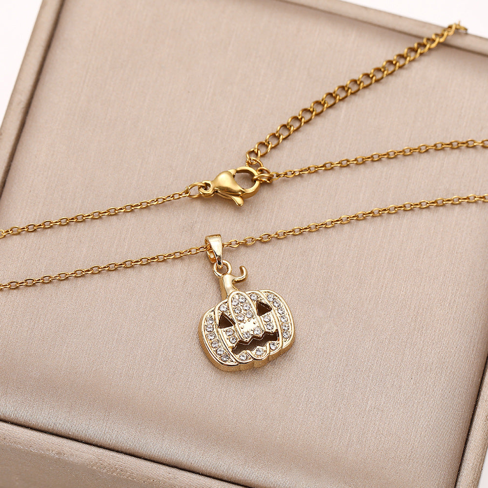Wholesale Stainless Steel  Cartoon Pumpkin Necklace