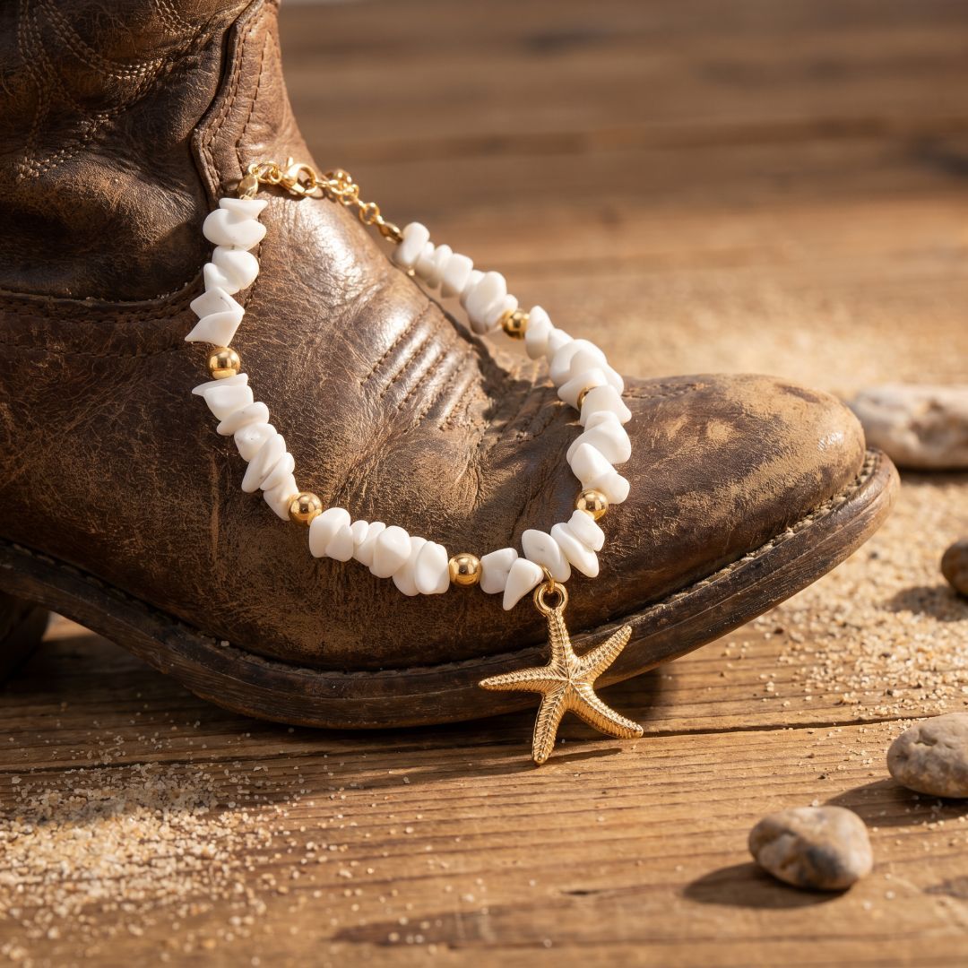 Wholesale Beach Style Starfish Anklet Zinc Alloy Beaded Anklet For Women Party Jewelry Accessory Boutique Resale