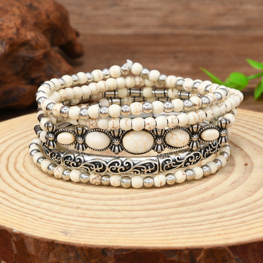 Wholesale Turquoise Western Cowboy Style Bracelet,  Handmade Fashion Jewelry for Women,  Everyday Wear Gift
