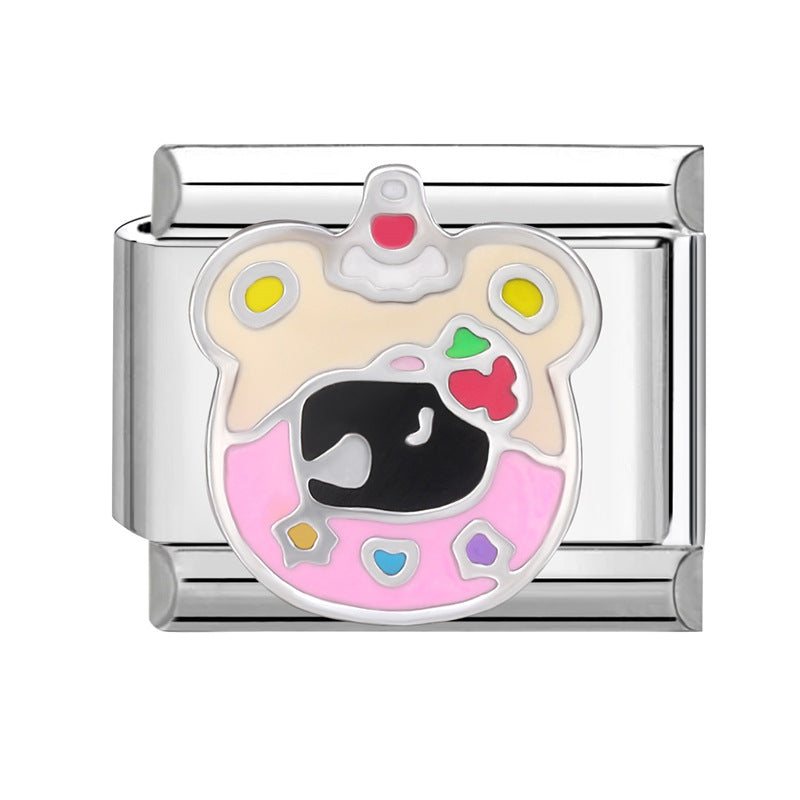 Wholesale Italian Beaded Bracelet 9mm DIY Splicing Removable Orange Game Series Titanium Steel Combinable Bracelet