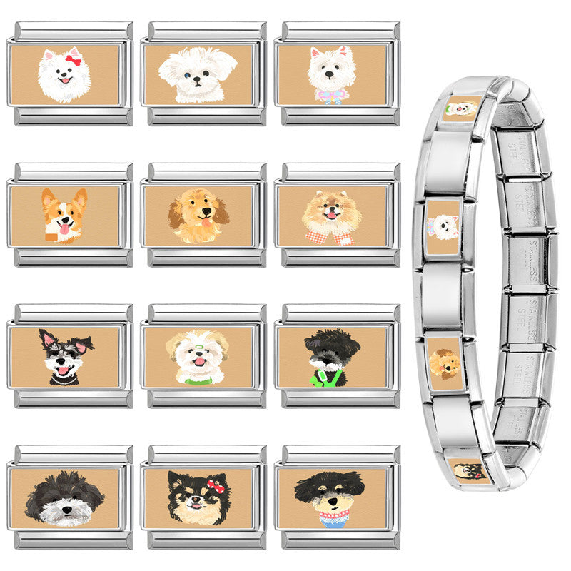 Wholesale Puppy DIY Modular Bracelet Stainless Steel Electroplated Chic Jewelry Accessory